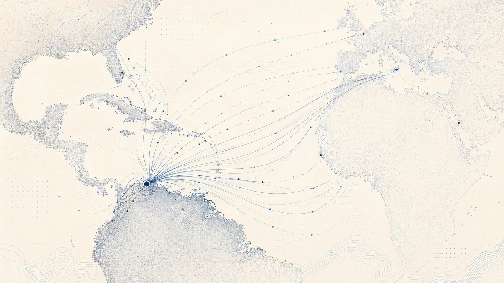 Abstract Atlantic trade-route field representing commercial normalization